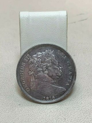 1816 British Great Britain Half Crown Silver Georgius Iii Dei Gratia Unc Scratch