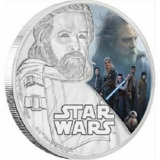 Star Wars 2017 Silver $2 Proof Coin 1 Oz The Last Jedi,  Luke Skywalker,  Ogp