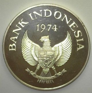 INDONESIA 1974 SILVER 5000 RUPIAH NEAR PERFECT PROOF DCAM 17,  000 MINTED 3