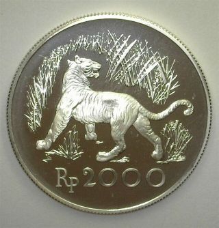 Indonesia 1974 Silver 2000 Rupiah Perfect Proof Dcam 18,  000 Minted