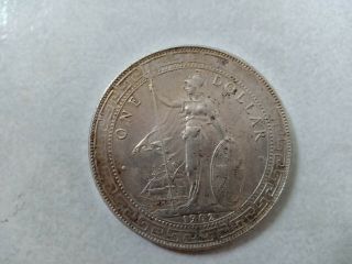 1902 Straits Settlements Trade One Dollar Singapore Malaya England Silver Coin 3