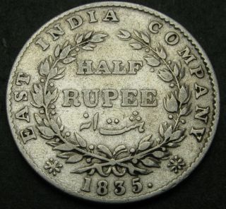 India British 1/2 Rupee 1835 - Silver - East India Company - F - 1028