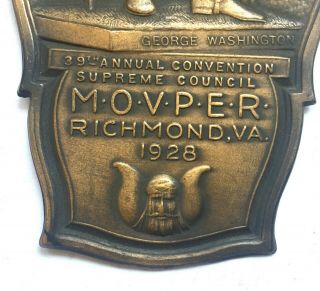 GEORGE WASHINGTON PLAQUE MOVPER MASONIC GROTTO CONVENTION RICHMOND VA 1928 2