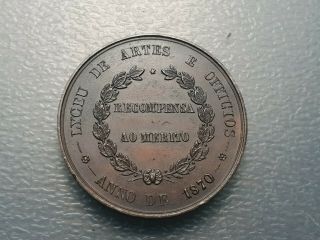 BRASIL RIO DE JANEIRO ARTS AND CRAFTS LYCEE 1870 FOR MERIT BRONZE MEDAL 34 mm 2