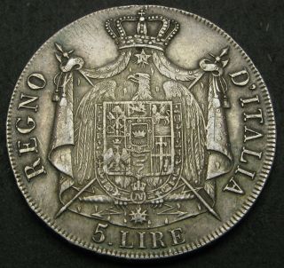 Kingdom Of Napoleon (italian State) 5 Lire 1808 M - Silver - Napoleon I.  - 205