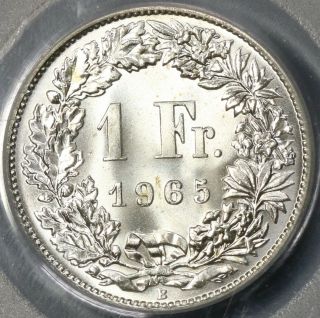 1965 Pcgs Ms 67 Switzerland 1 Franc State Swiss Coin (19020504c)