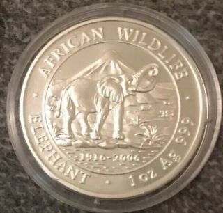 2006 Somalia 1000 Shillings - Elephant - 1 Oz - 999 Fine Silver Third Issue