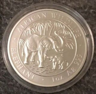 2007 Somalia 1000 Shillings - Elephant - 1 Oz - 999 Fine Silver Third Issue