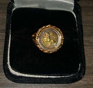 1888 Guatemalan 1/4 Real Silver Coin In 14k Gold Ring Setting