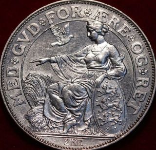 Uncirculated 1903 Denmark 2 Kroner Silver Foreign Coin 2