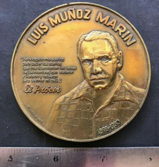 Puerto Rico 1980,  Luis Munoz Marin,  El Procer 1898 - 1980,  Uniface Bronze Medal
