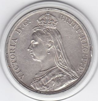 Very Sharp 1887 Queen Victoria Large Crown / Five Shilling Coin