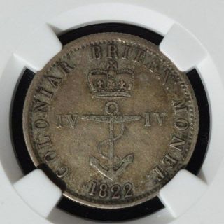 1822 British West Indies 1/4 Dollar,  Ngc Vf 35