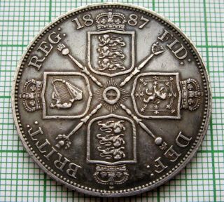 Great Britain Queen Victoria 1887 Jubilee Double Florin - 4 Shillings,  Silver