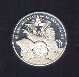 1999 40 Aniversario Revolucion Central America 10 Pesos 999 Silver Coin Proof