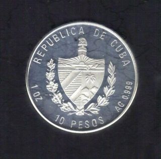 1999 40 ANIVERSARIO REVOLUCION CENTRAL AMERICA 10 PESOS 999 SILVER COIN Proof 2