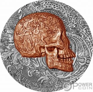 Carved Skull Bones 1 Oz Silver Coin 1000 Francs Cameroon 2017