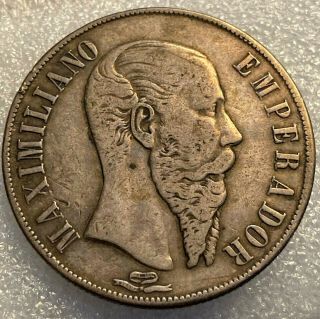 1866 Mo Mexico Maximillian Peso Vf 2 - Year Type Chn