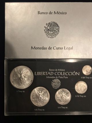 1993 Mexico Silver Libertad 5 Coin Uncirculated Set In Gov 