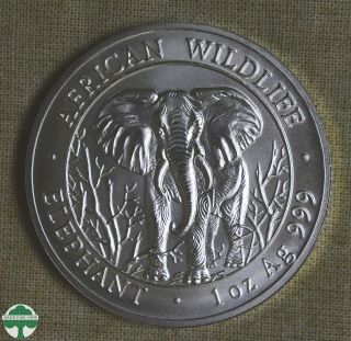 2004 Somalia 1.  000 Shillings - African Wildlife - Elephant - 1 Oz 999 Silver