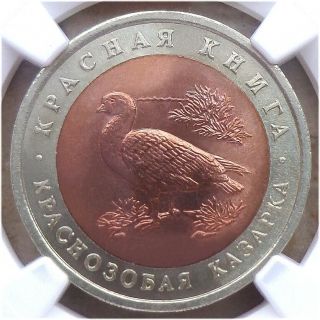 07.  1992 (l) Russia Ngc Ms 65 Wildlife Goose 10 Rouble Typ I A Red