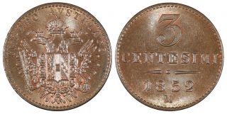 Italian States Lombardy - Venetia Franz Joseph I,  Of Austria 1852 - M 3 Centesimi Ng