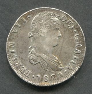 1821 Mexico Zs Rg 8 Reales Xf - Au Details Ob Scratches