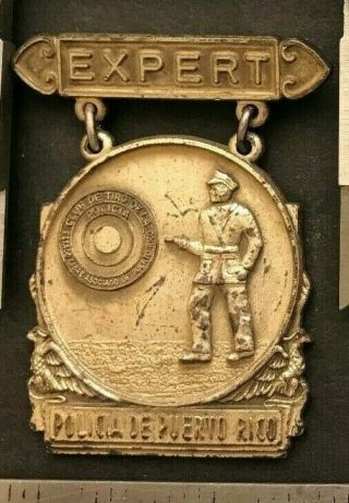 Puerto Rico 1950 Medalla Policia Pr Estado Libre Asociado Expert Tiro Al Blanco