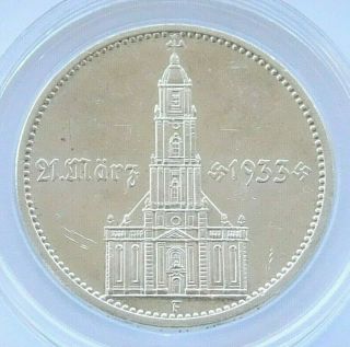 German Coin 5 Mark Reichsmark 1934 F Potsdam Garrison Church Date Silver 3rd Ww2