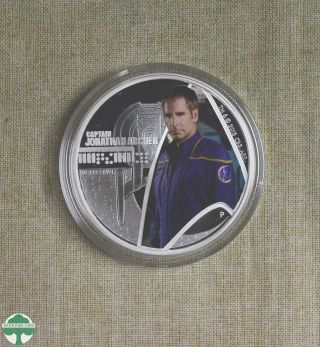 2015 1OZ SILVER PROOF TWO - COIN SET - STAR TREK ENTERPRISE - BOX AND 3
