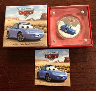 2017 Niue Disney Pixar Cars Sally $2 Silver Proof 1 Oz Coin Box