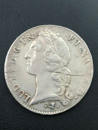 1757 France 1 Ecu Silver Large Crown Sized Coin Km - 518 French Louis Xv