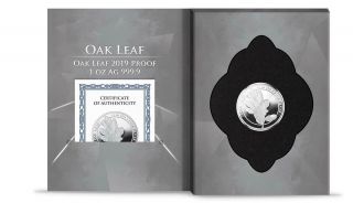 Germania 2019 5 Mark - The Oak Leaf Proof 1 Oz 999.  9 Silver Coin