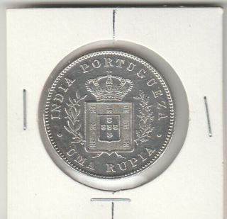 Portuguese India 1 Rupia 1881 V Fine (inclined Shaft) Scarse