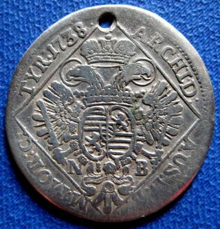1738 Hungary Coin Charles Vi 1/4 Thaler Silver 6.  4 Gr