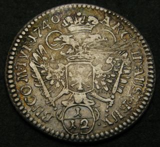 Austria 1/12 Thaler 1740 - Silver - Karl (charles) Vi.  - 756