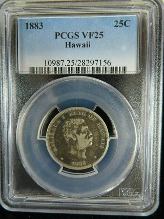 1883 Hawaii Quarter Dollar Graded Vf25 By Pcgs,  Problem Coin