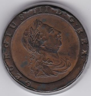 Large 1797 King George Iii Cartwheel Two Penny Copper Coin