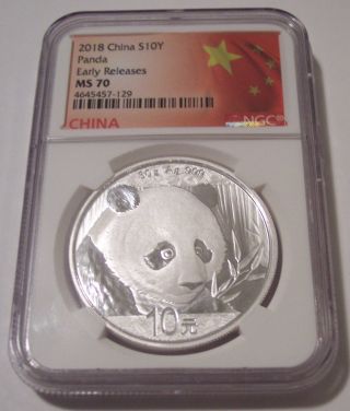 Ngc China 2018 1 Ounce Silver 10 Yuan Panda Ms70 Early Releases