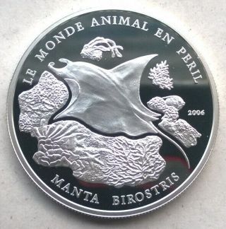 Benin 2006 Mobula 1000 Francs Silver Coin,  Proof