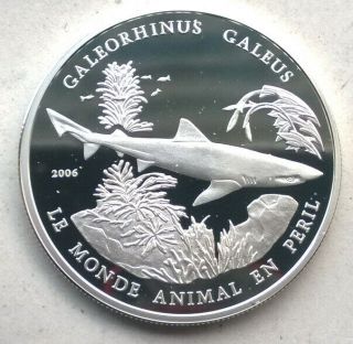 Benin 2006 Shark 1000 Francs Silver Coin,  Proof