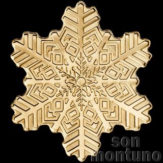 24k Gold Snowflake - 1/2 Gram 13.  92mm Winter & Christmas Coin - Cook Islands $5
