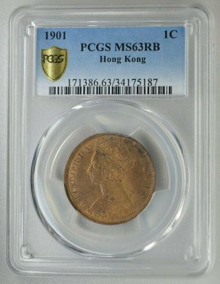 Victoria Hong Kong 1 Cent 1901 Pcgs Ms63rb Bronze