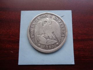 1869 Chile Un Peso Large Silver Coin