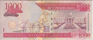 Dominican Republic P173 1000 1,  000 1.  000 Pesos 2002 Low Serial Number,  Unc