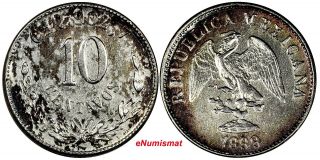 Mexico Second Republic Silver 1899 Cn Q 10 Centavos Round Q,  Single Tail Km 404