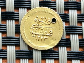 Authentic Ottoman Gold Coin Tugrali Rubiye Altin 1223/7 Ah Mahmud Ii 1808 - 1839.