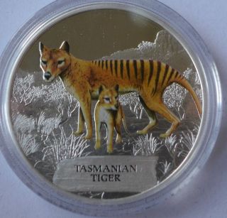 Tuvalu 2011 1oz Proof Silver Tasmanian Tiger - Endangered And Extinct