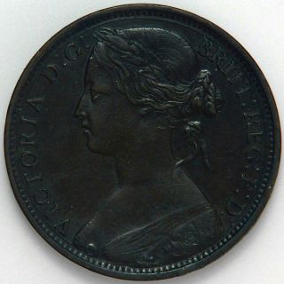 Great Britain Penny 1863.  Km 749.  2.  Xf Extra Fine Dark