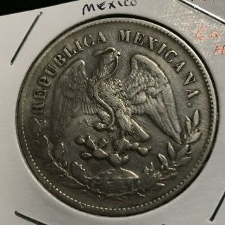 1898 Cn Am Mexico Silver Un Peso Crown Coin